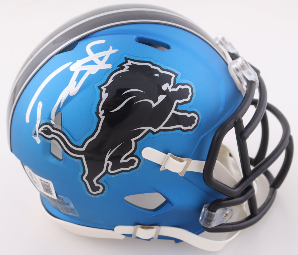 David Montgomery Signed Lions Speed Mini Helmet (Beckett)