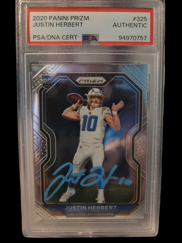 Justin Herbert 2020 Panini Prizm ON CARD AUTOGRAPH in Blue Ink
