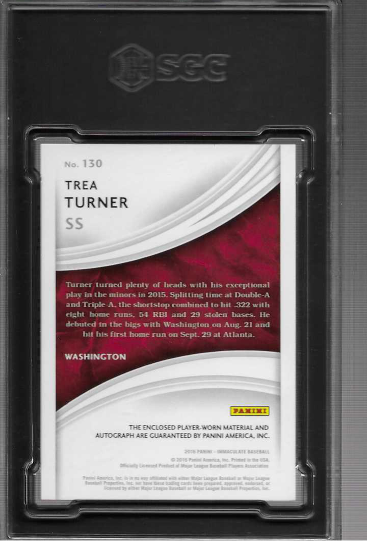 Trea Turner 2016 Panini Rookie Patch and Autograph