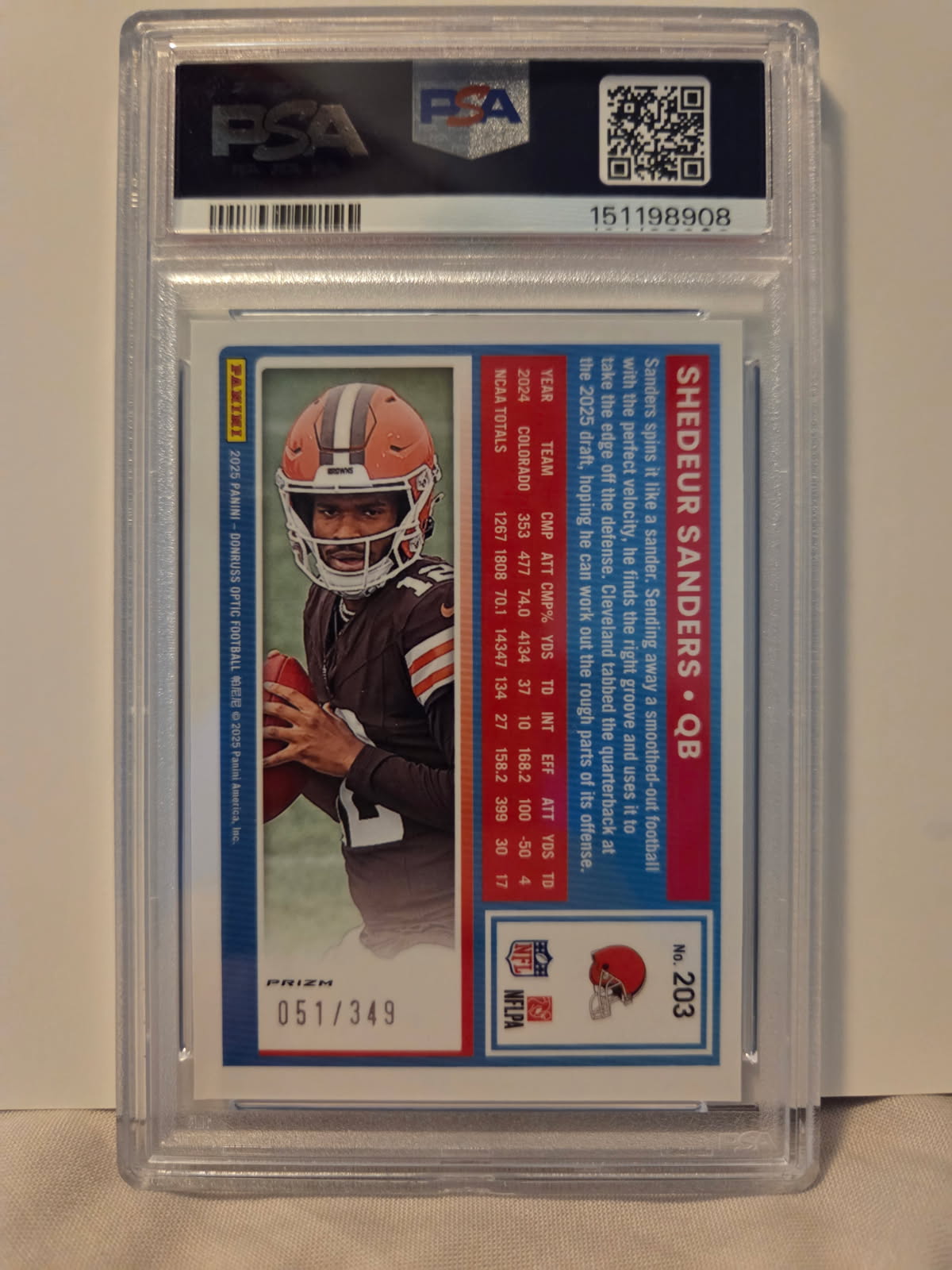 Shedeur Sanders 2025 Donruss Optic #203 AQUA Rated Rookie