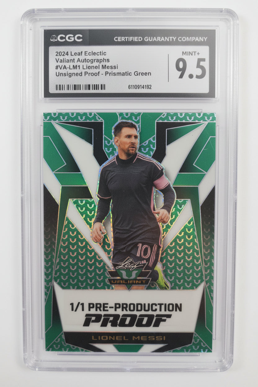Lionel Messi 2024 Leaf Eclectic 1/1 Pre-Production Proof - Prismatic Green