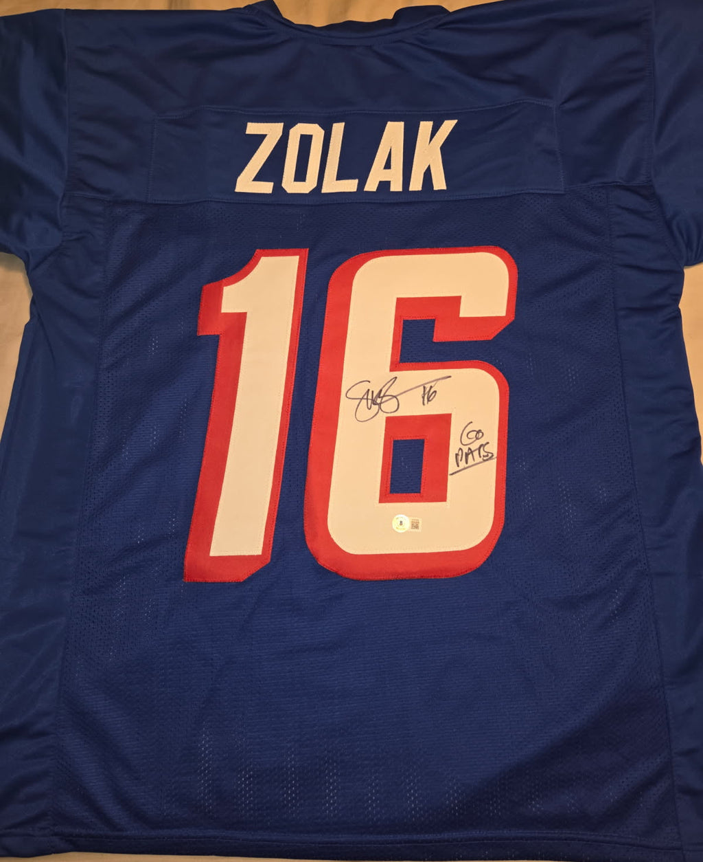 Scott Zolak Autographed Jersey (Beckett)