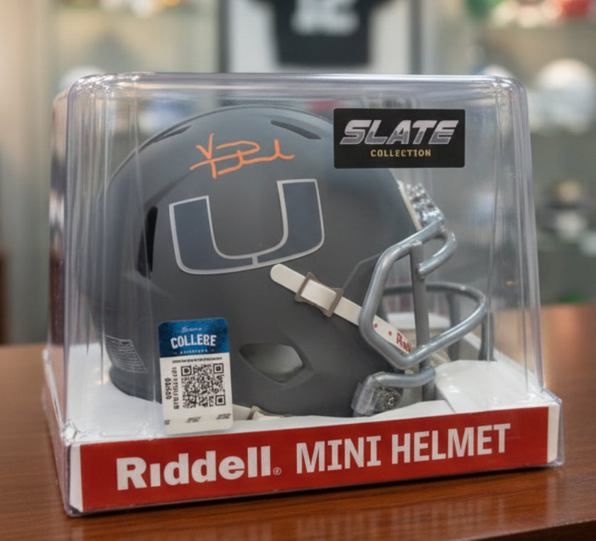 Vinny Testaverde Signed Miami Hurricanes Slate Speed Mini Helmet (Schwartz)