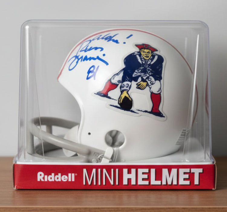 Russ Francis Autographed Mini Helmet Throwback (Schwartz)