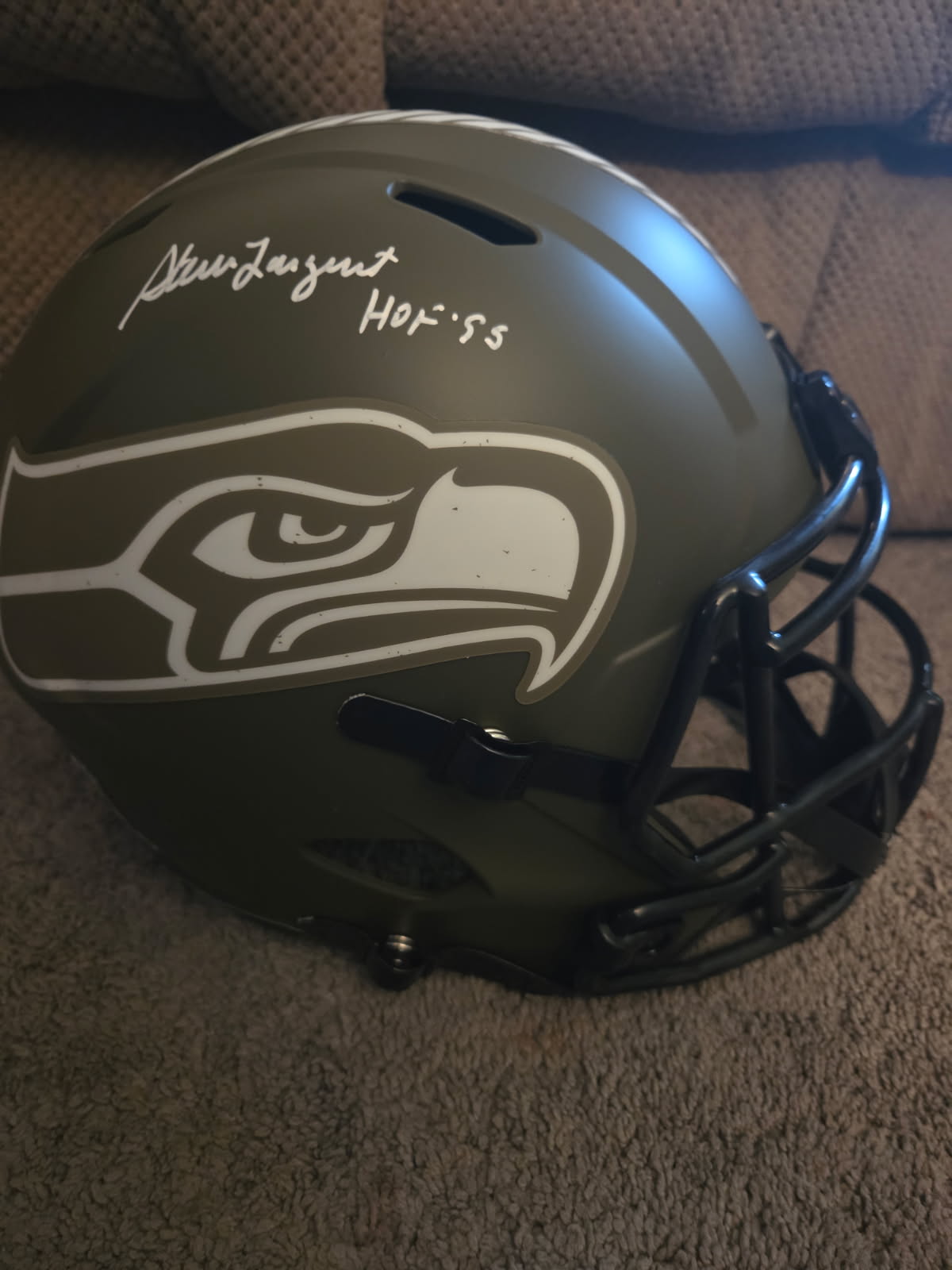 Steve Largent Signed Seahawks Full-Size Salute to Service Speed Helmet (Schwartz)
