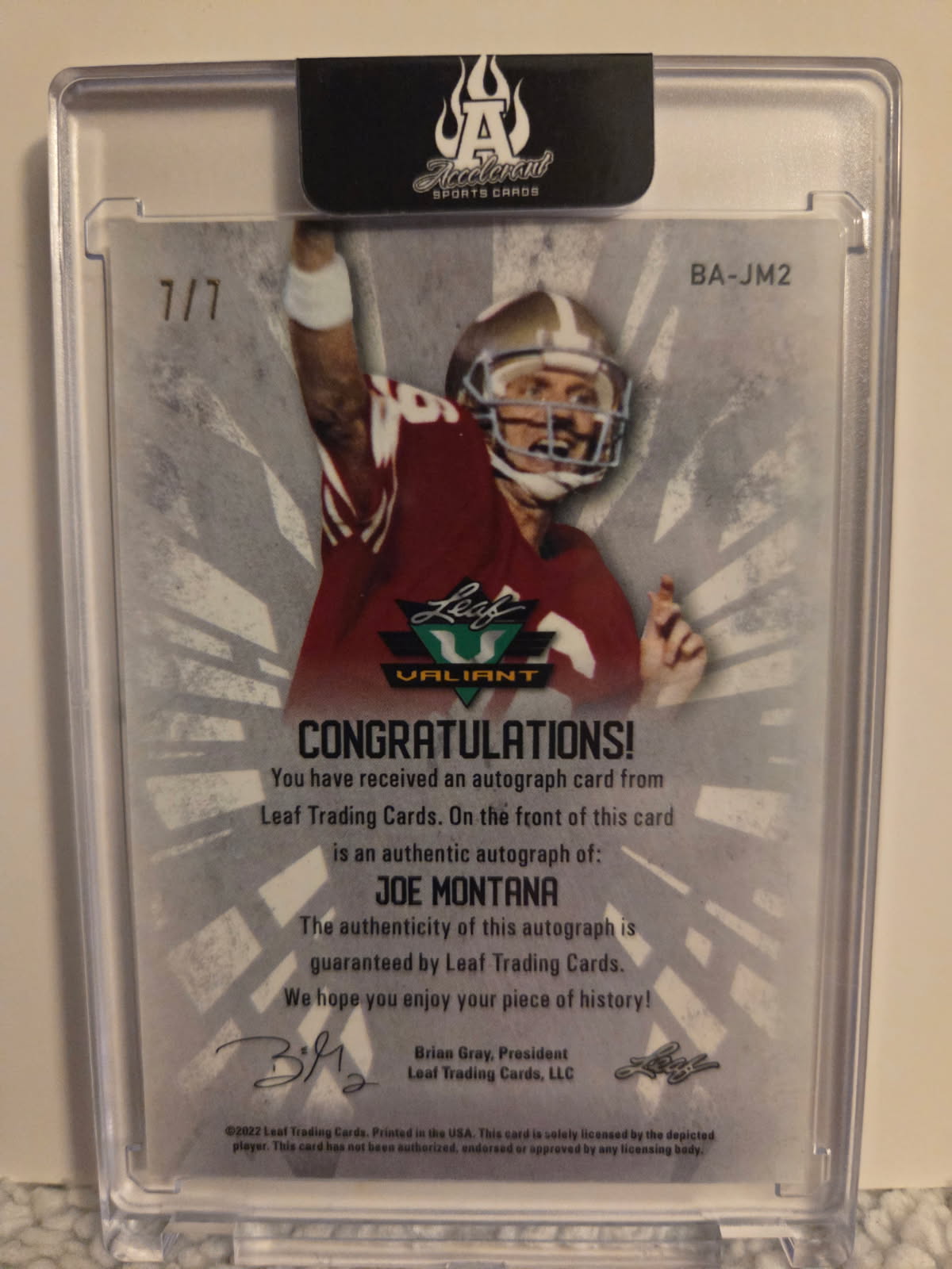 Joe Montana 2022 Leaf Valiant Autograph 7/7