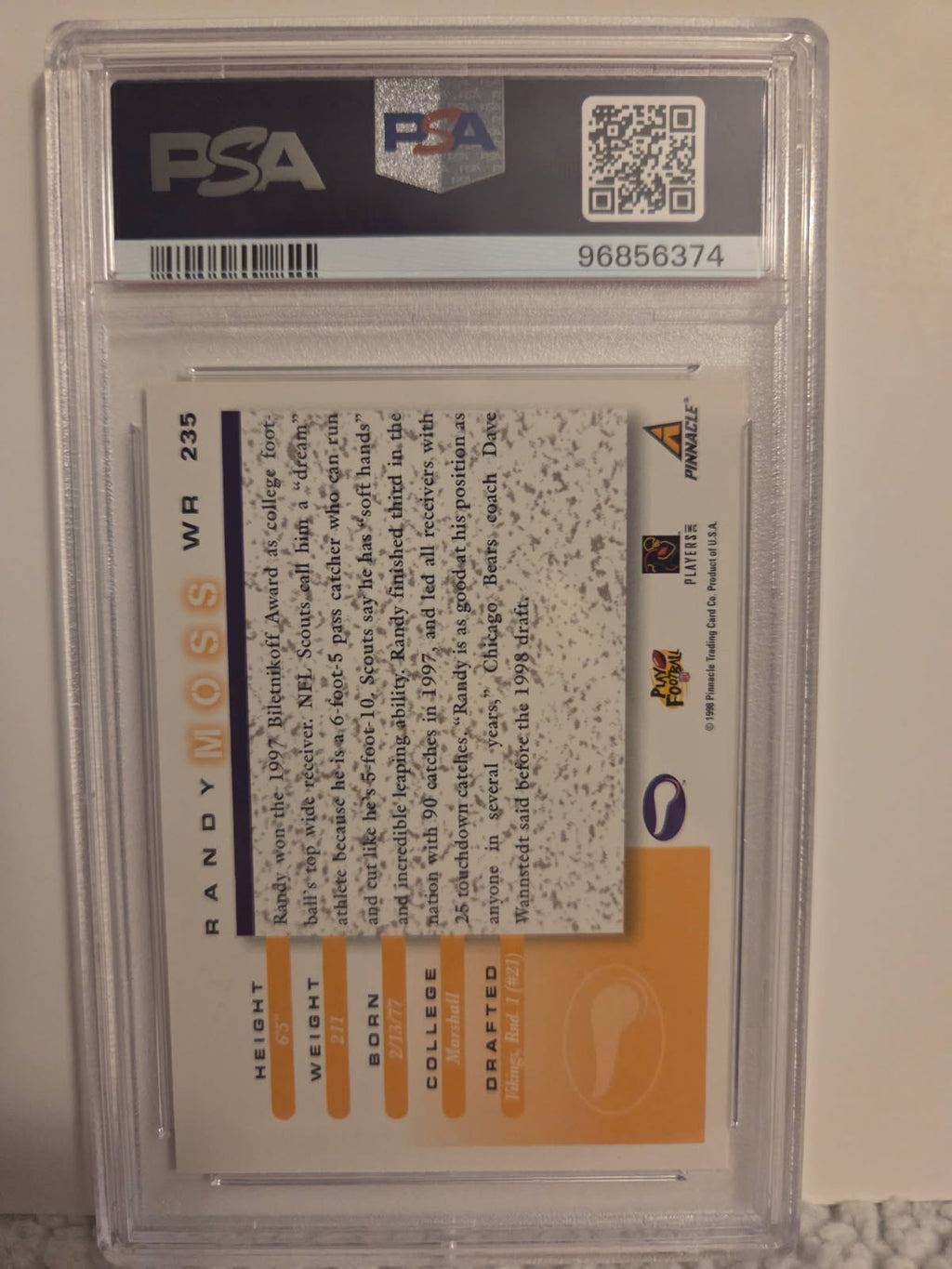 Randy Moss 1998 Score Rookie Card