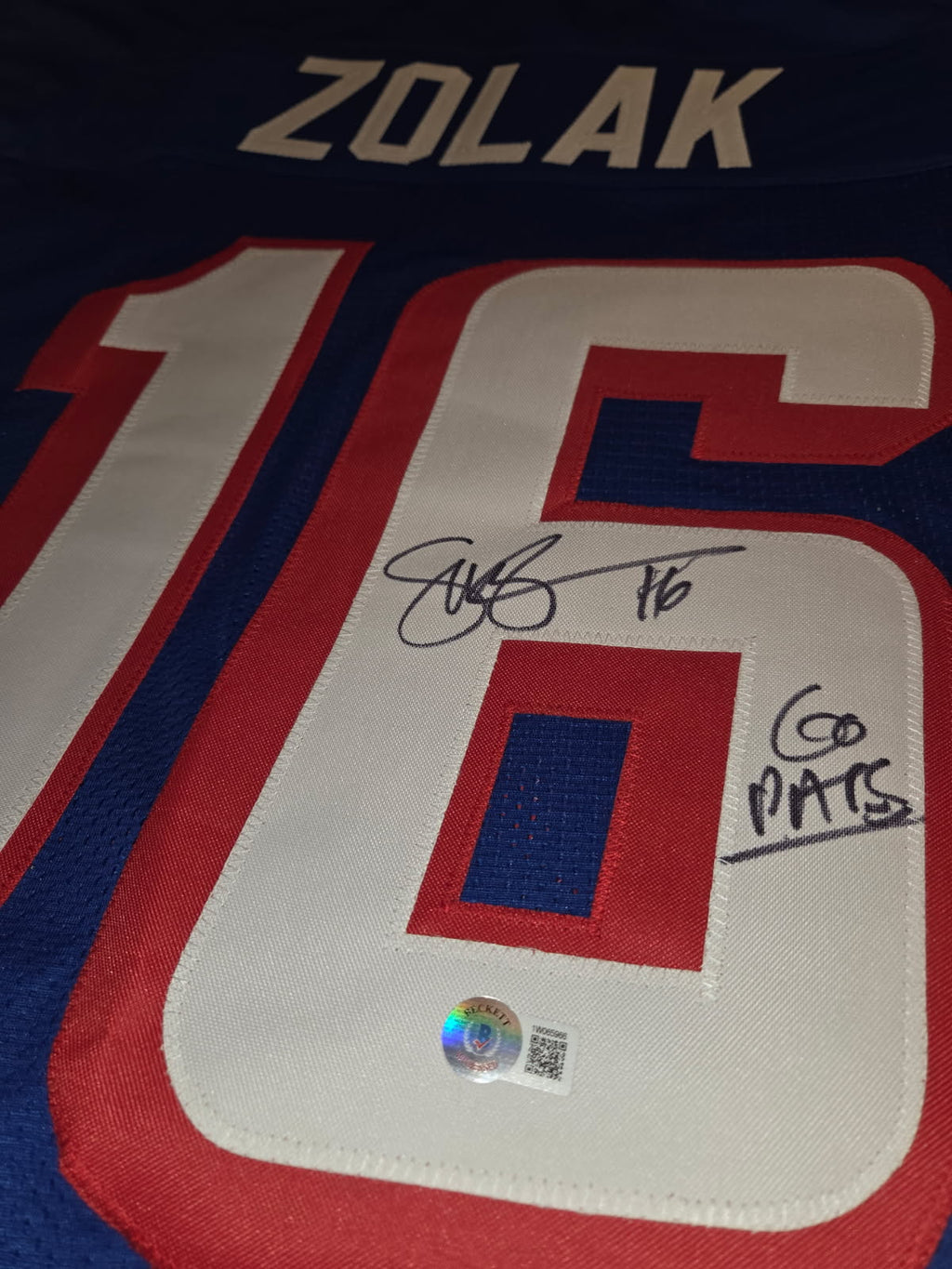 Scott Zolak Autographed Jersey (Beckett)
