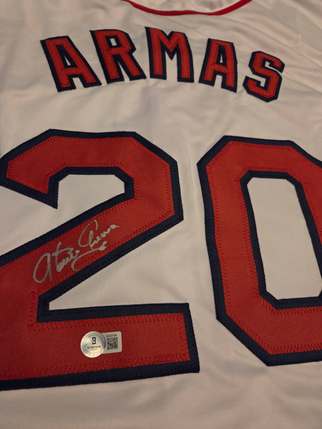Tony Armas Signed Jersey (Beckett Witnessed)