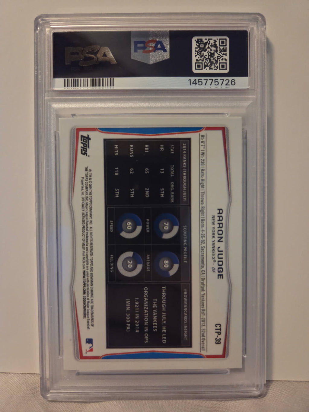 Aaron Judge 2014 Bowman D.P. Top Pros-Chrome-Ref.