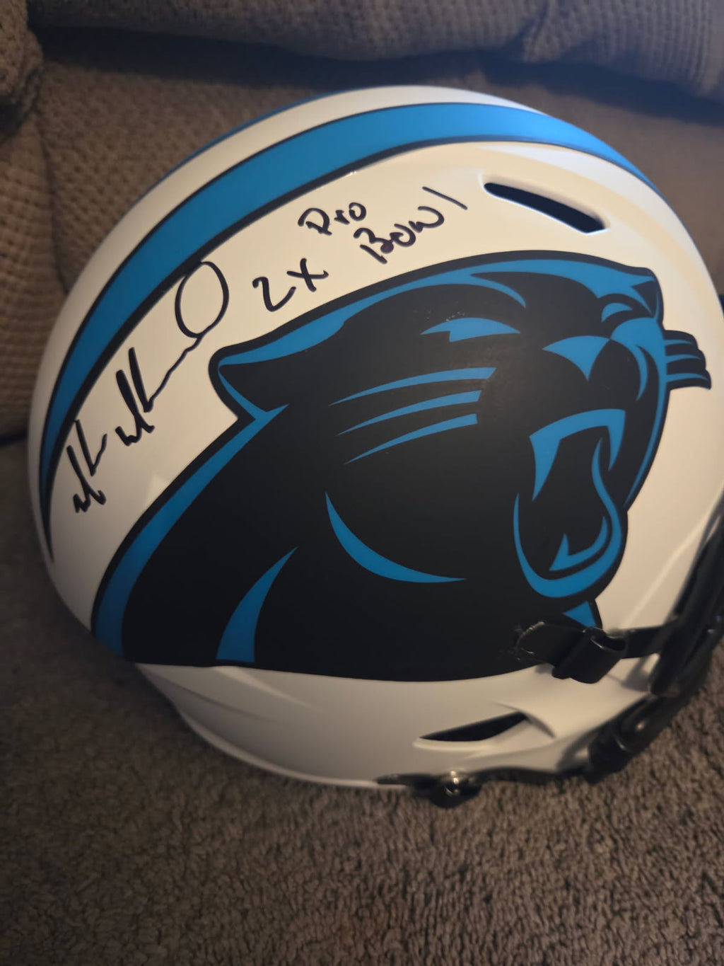 Muhsin Muhammad Signed Panthers Full-Size Speed Helmet (Schwartz)
