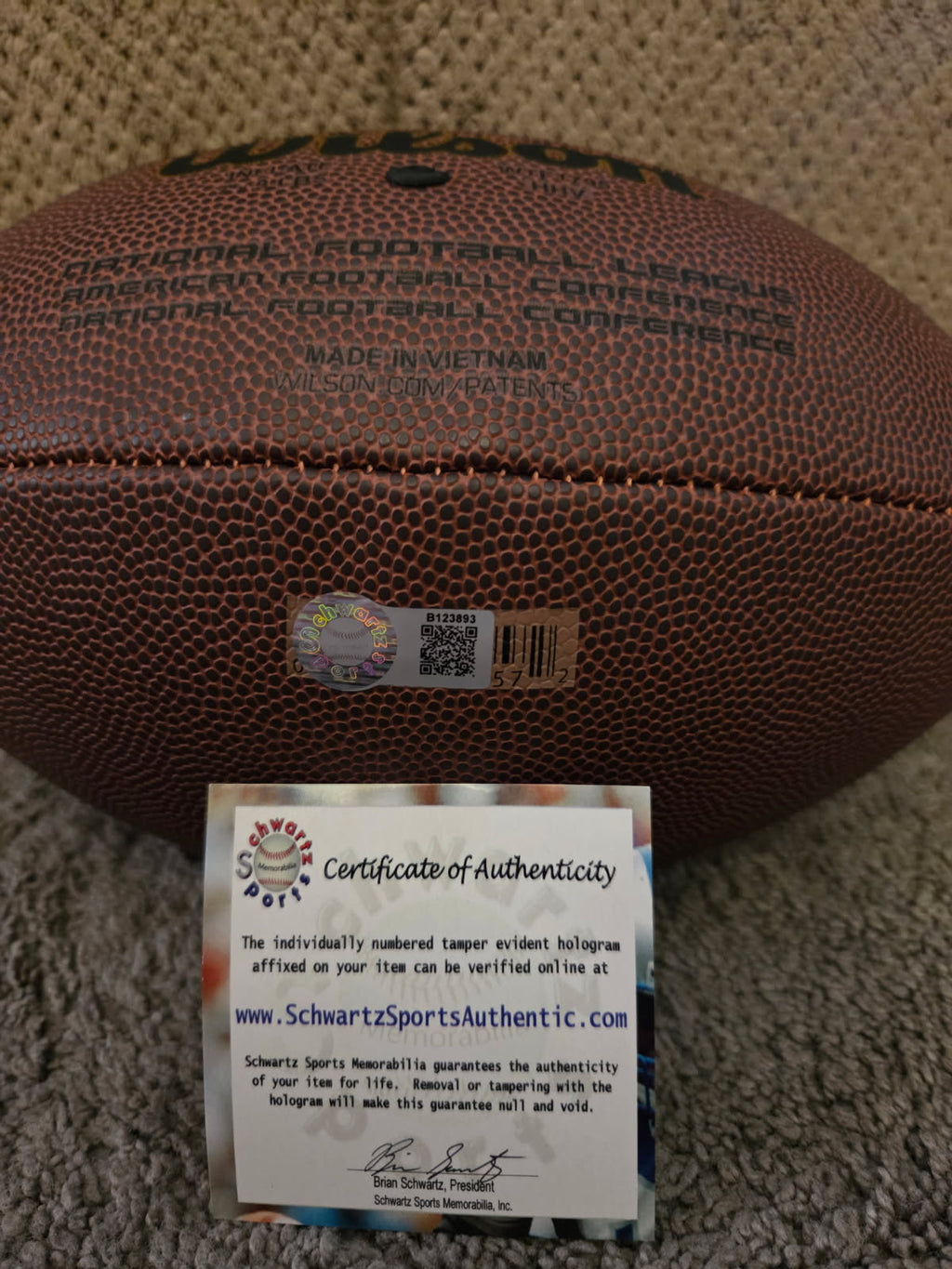 Derrick Mason Autographed Full-Size Football (Schwartz)