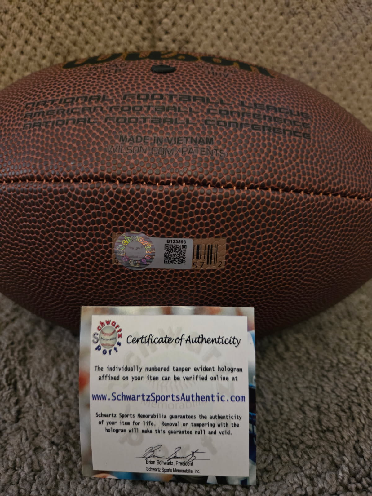 Derrick Mason Autographed Full-Size Football (Schwartz)