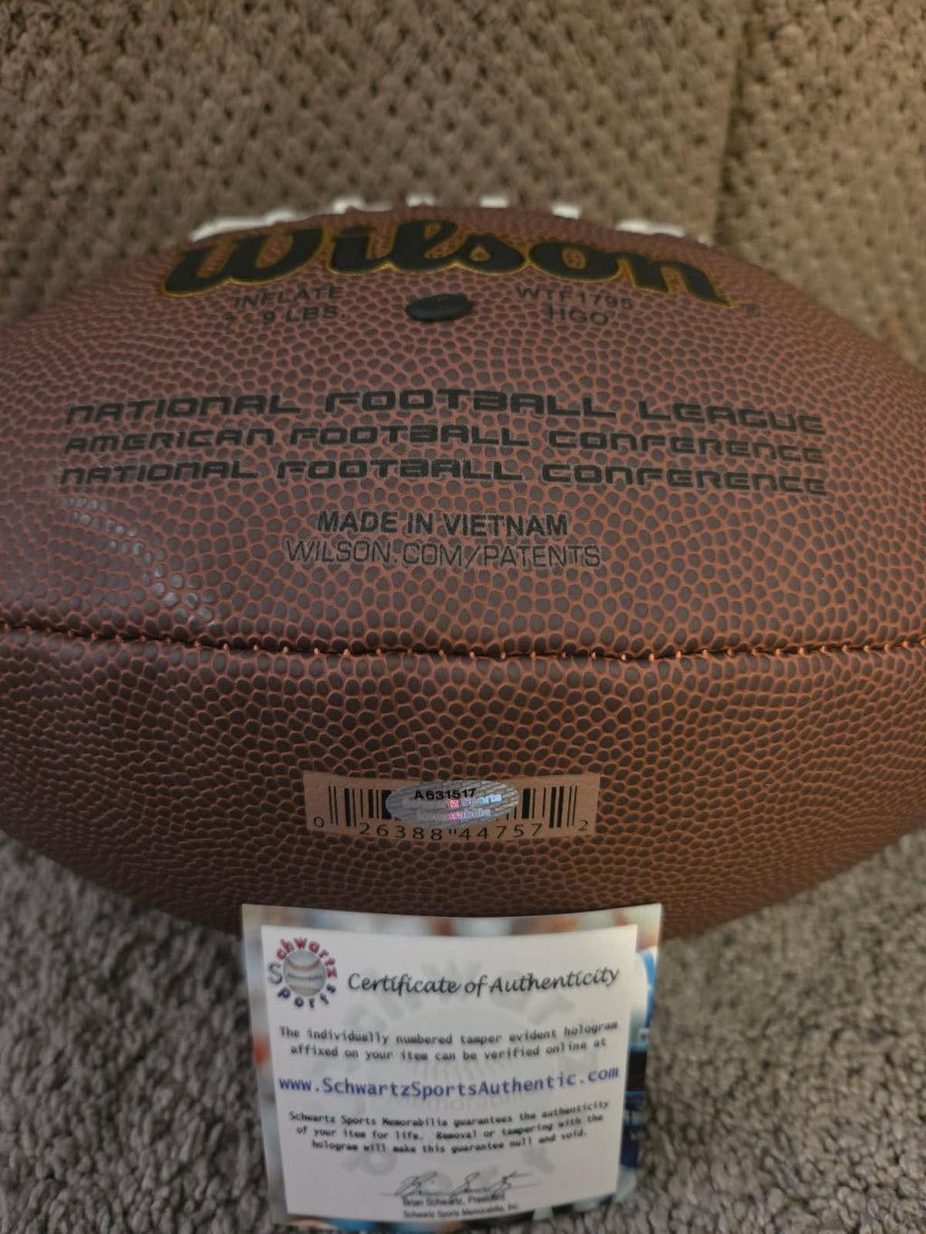 Bert Jones Autographed Full-Size Football (Schwartz)
