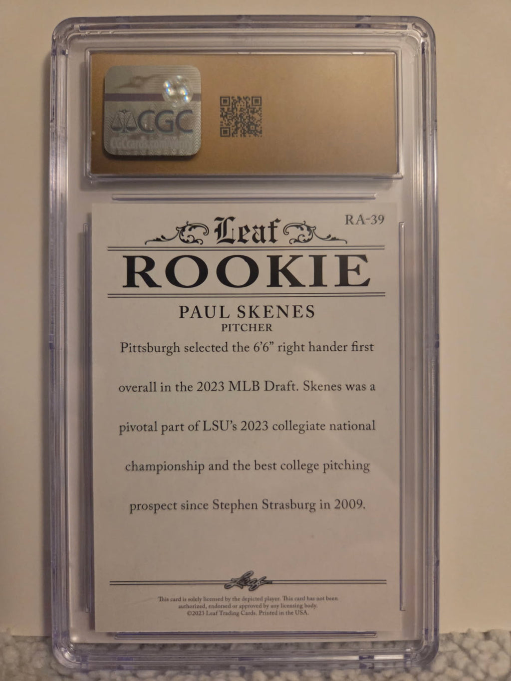 Paul Skenes 2023 Leaf Special Release Rookie Achievements