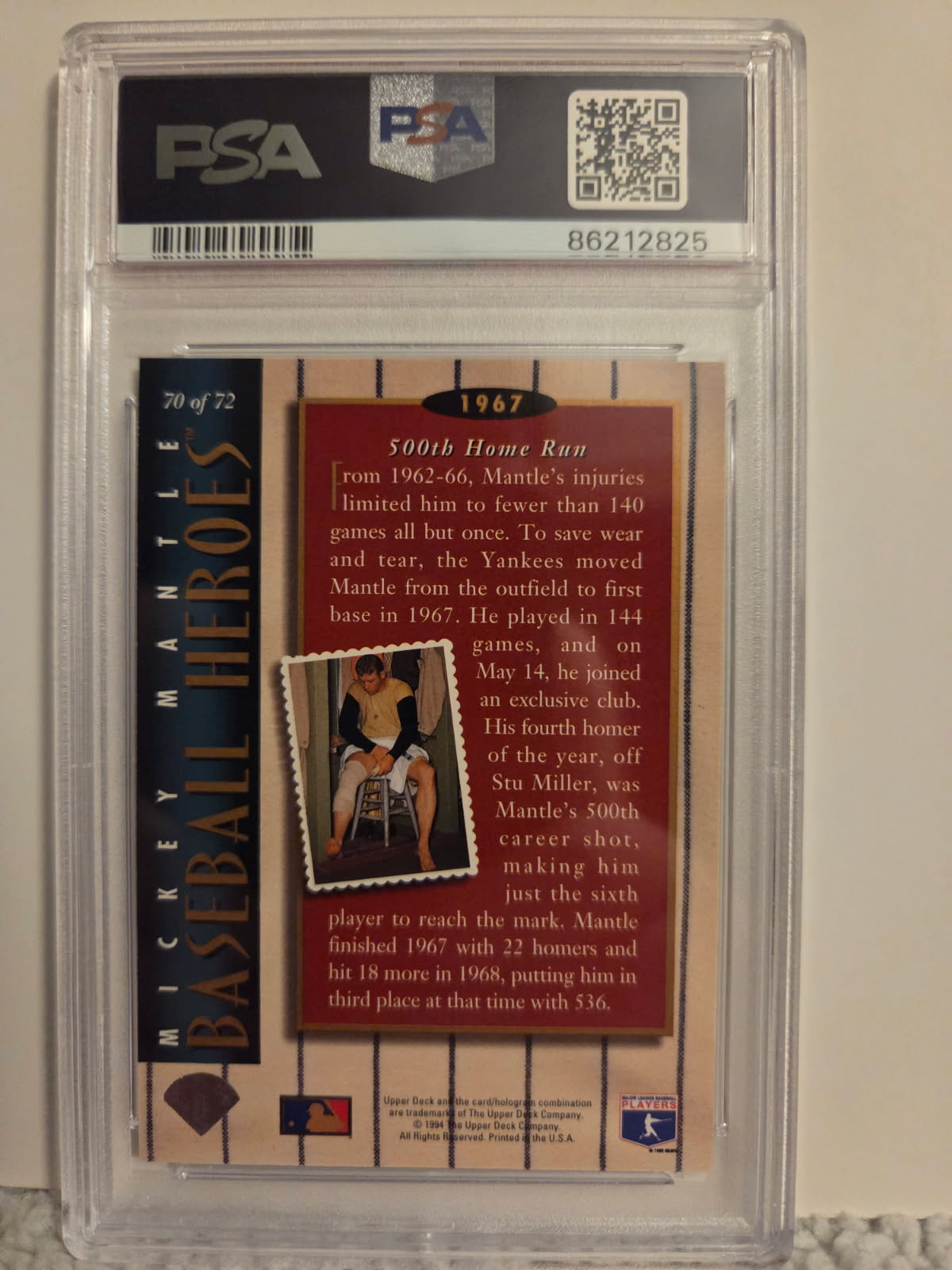 Mickey Mantle 1994 U.D. Mantle Heros 1967-500th Home Run