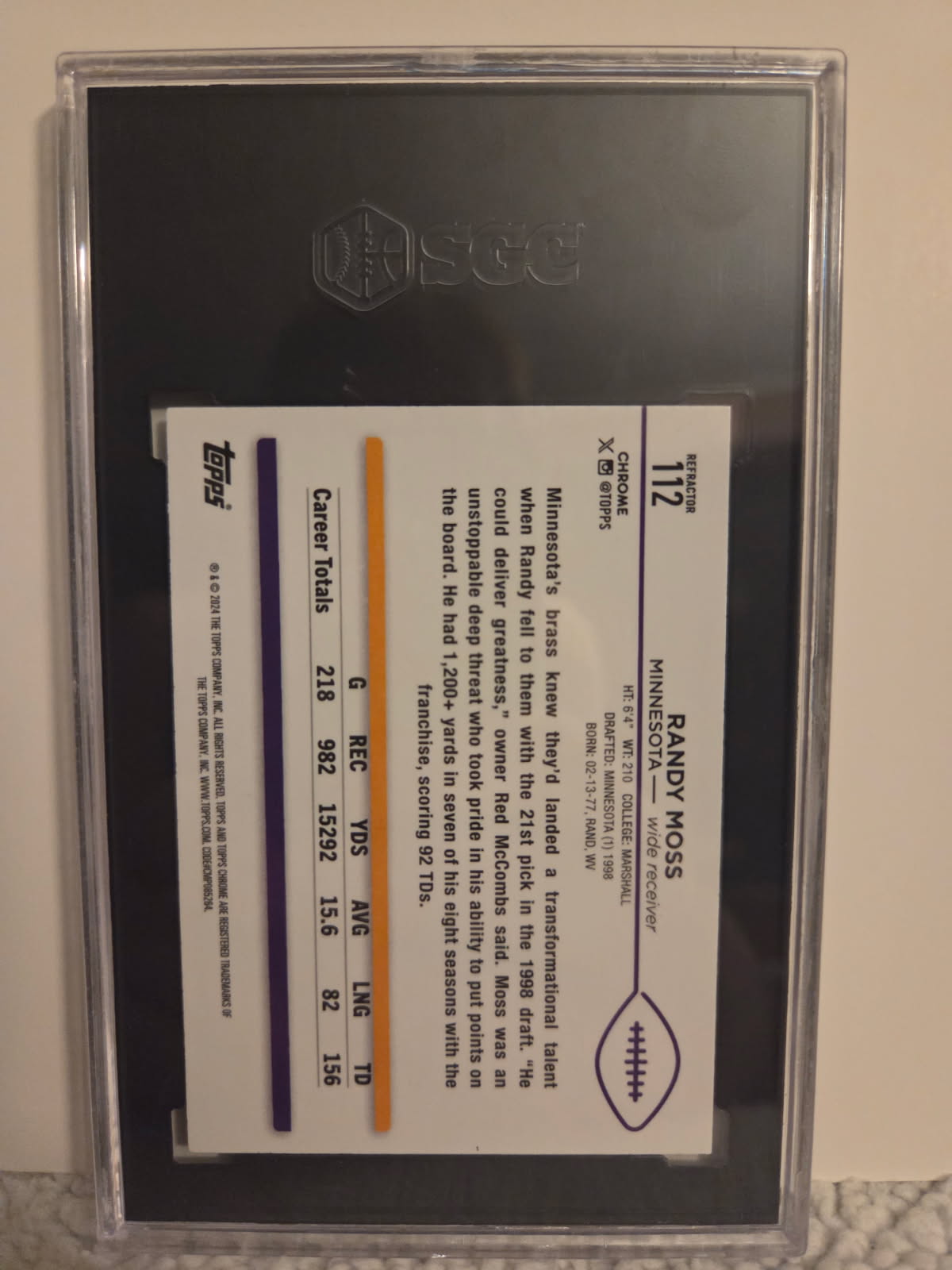Randy Moss 2024 Topps Chrome Refractor