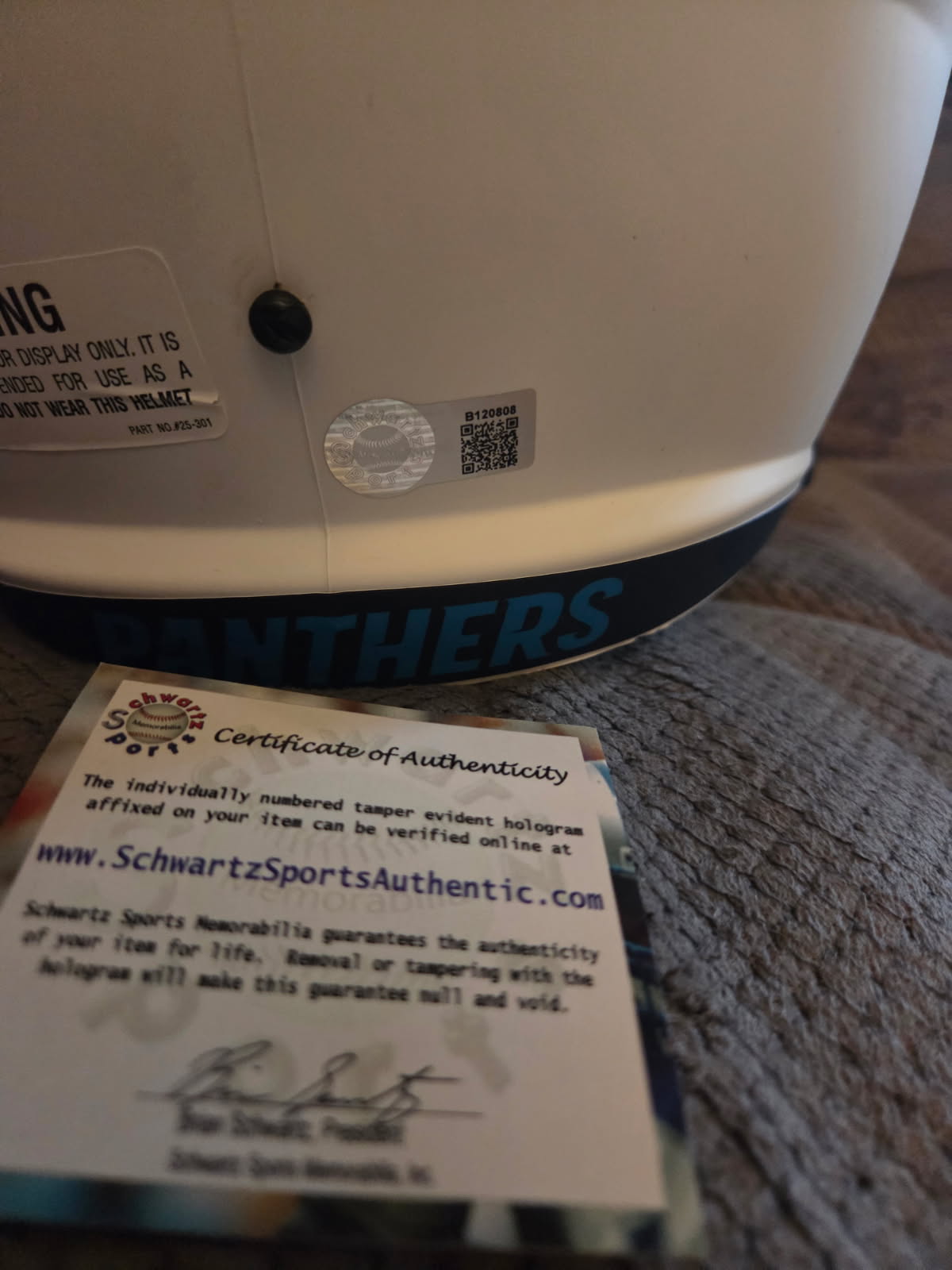 Muhsin Muhammad Signed Panthers Full-Size Speed Helmet (Schwartz)