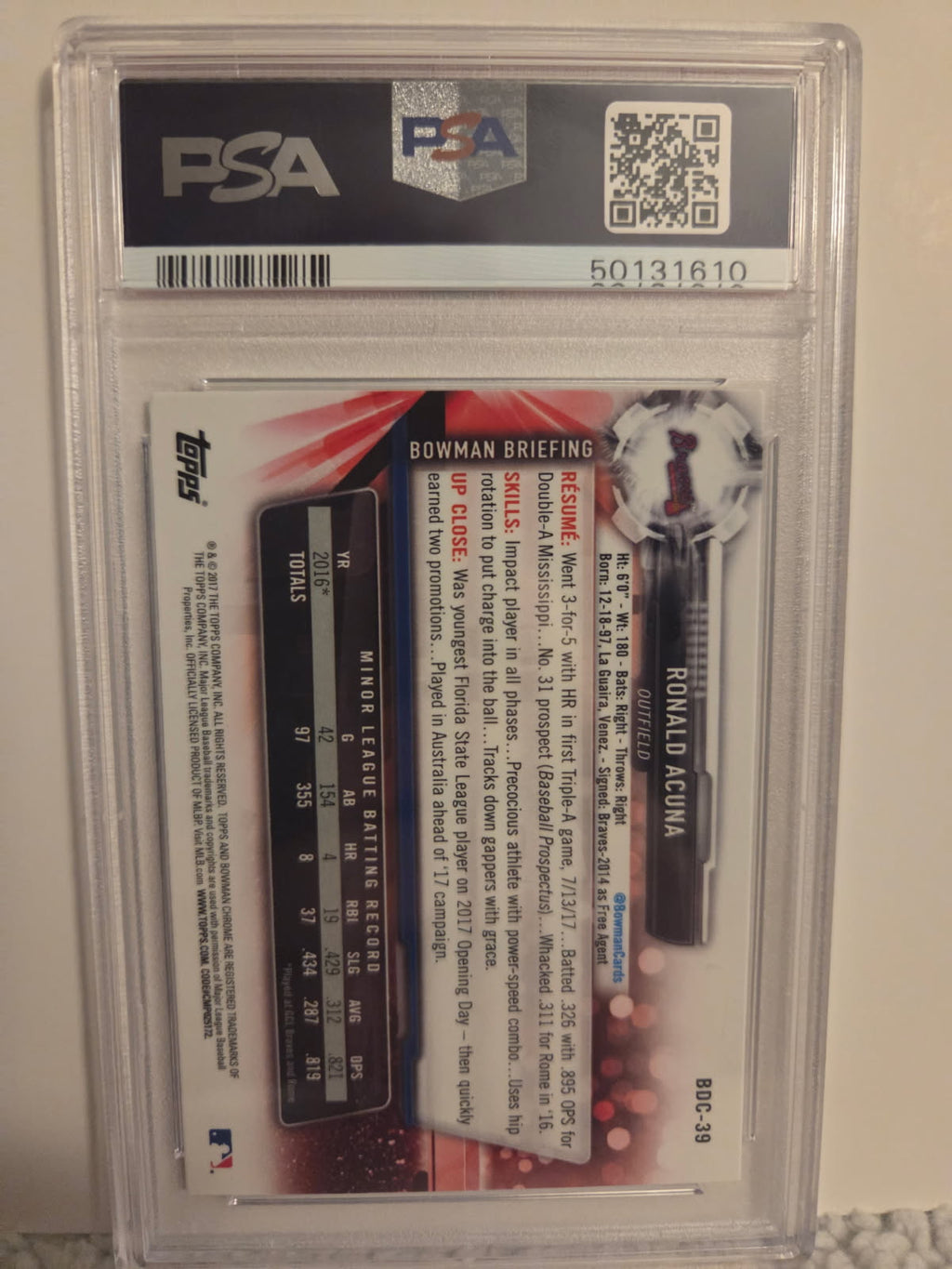 Ronald Acuna Jr. 2017 Bowman Draft Chrome