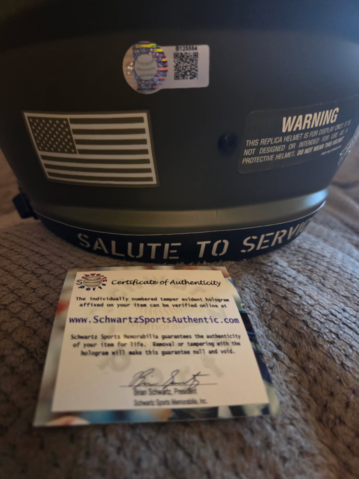 Steve Largent Signed Seahawks Full-Size Salute to Service Speed Helmet (Schwartz)
