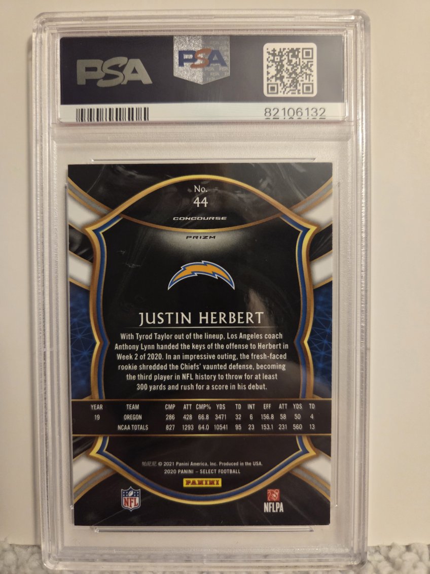 Justin Herbert 2020 Panini Select Silver Prizm #44