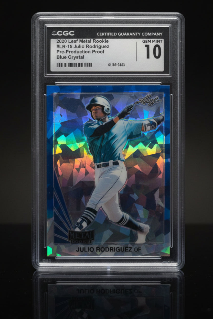 Julio Rodriguez 2020 Leaf Metal Rookie Blue Crystal Pre-Production Proof 1/1